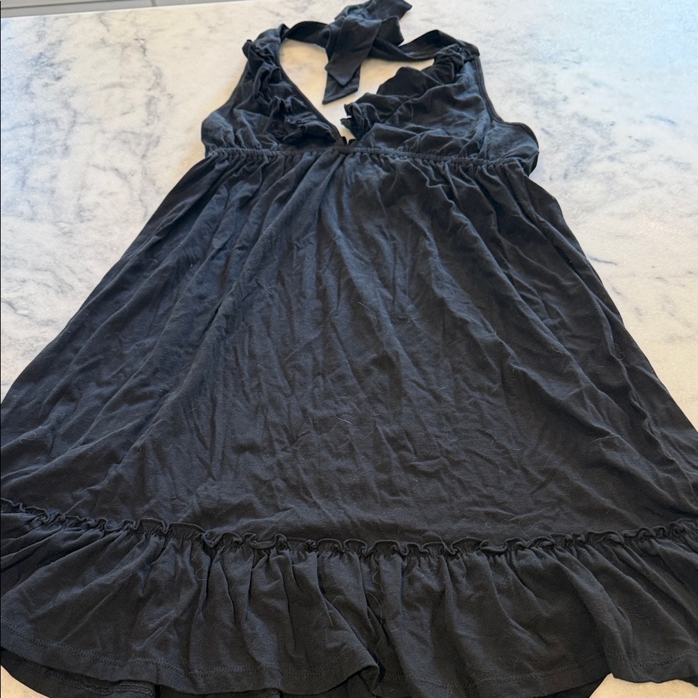 Moda International Black Halter Ruffle Dress/coveruo